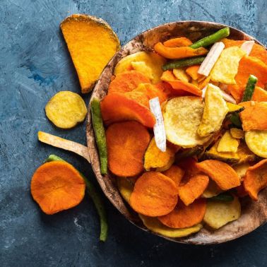 Chips di verdure, veggie chips, verdure essiccate e salate