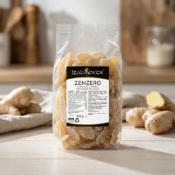 Zenzero disidratato con zucchero cristallizzato a fette