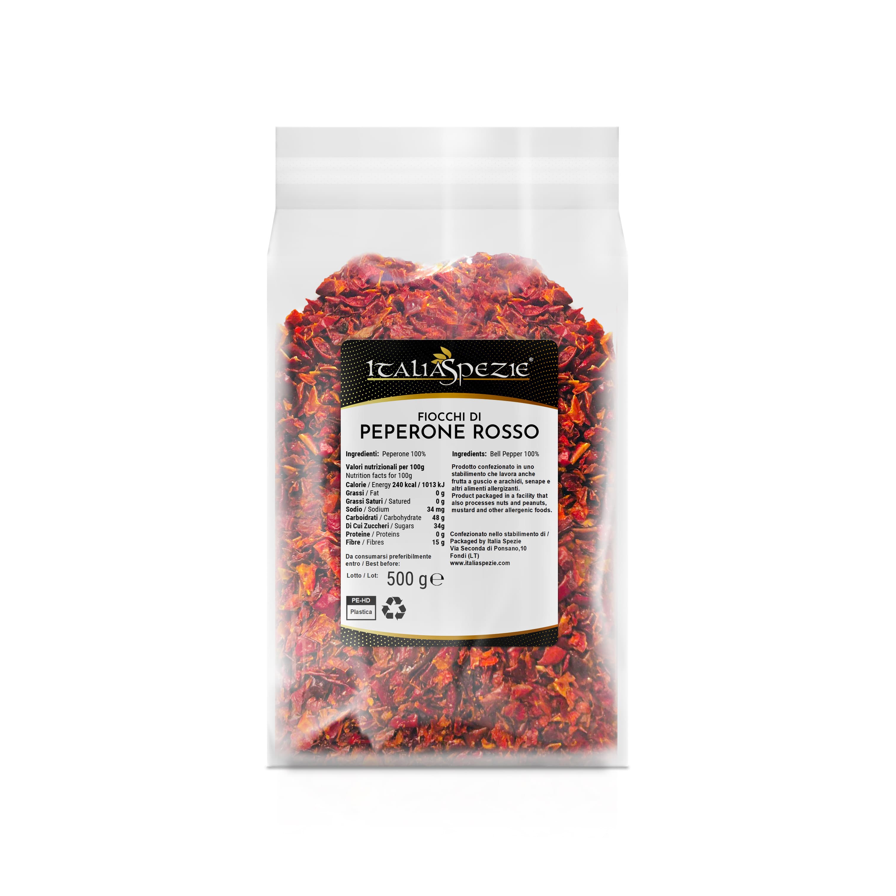 Fiocchi di peperone rosso essiccato
