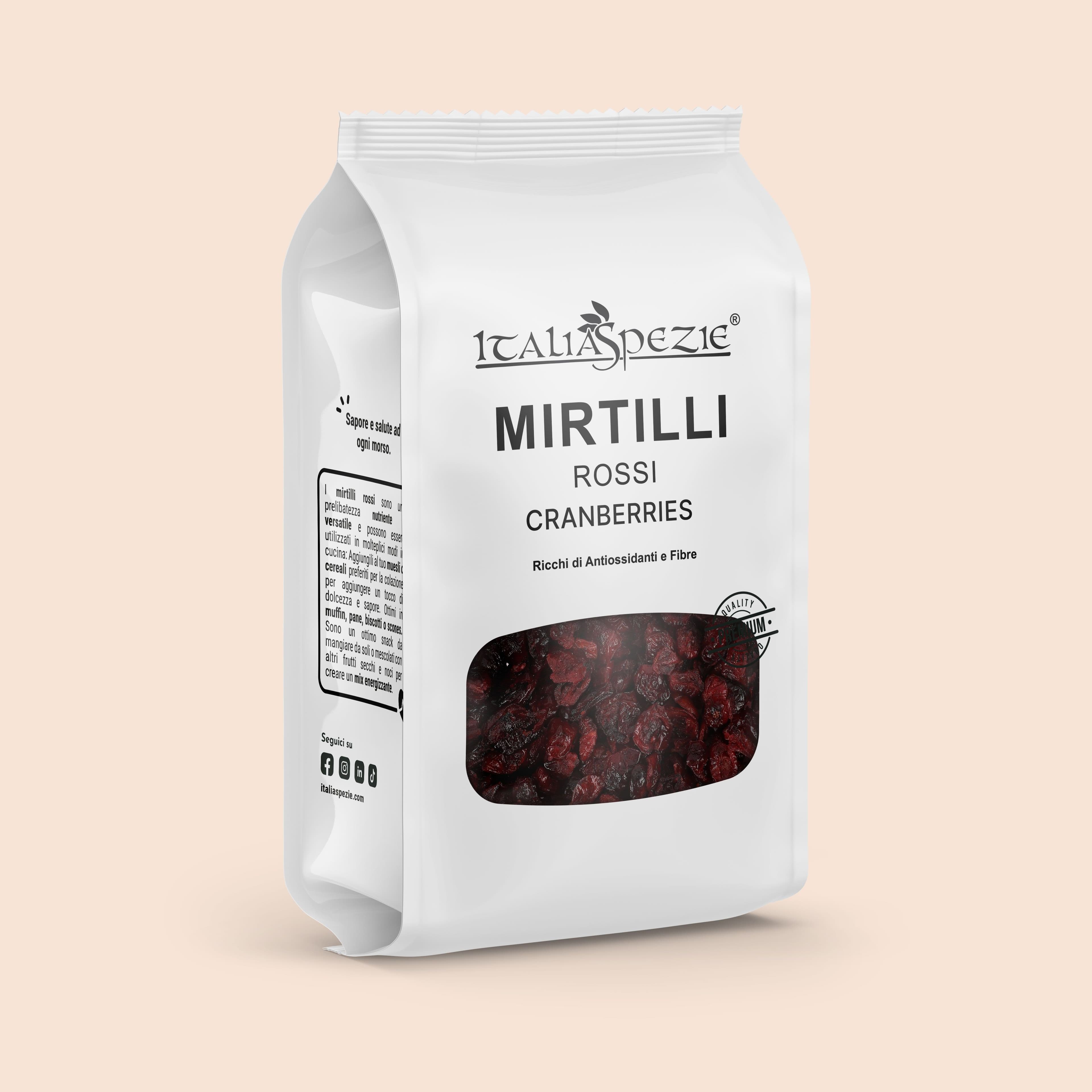 Mirtilli rossi disidratati - Cranberries - Pacchetto 2 x 250 g