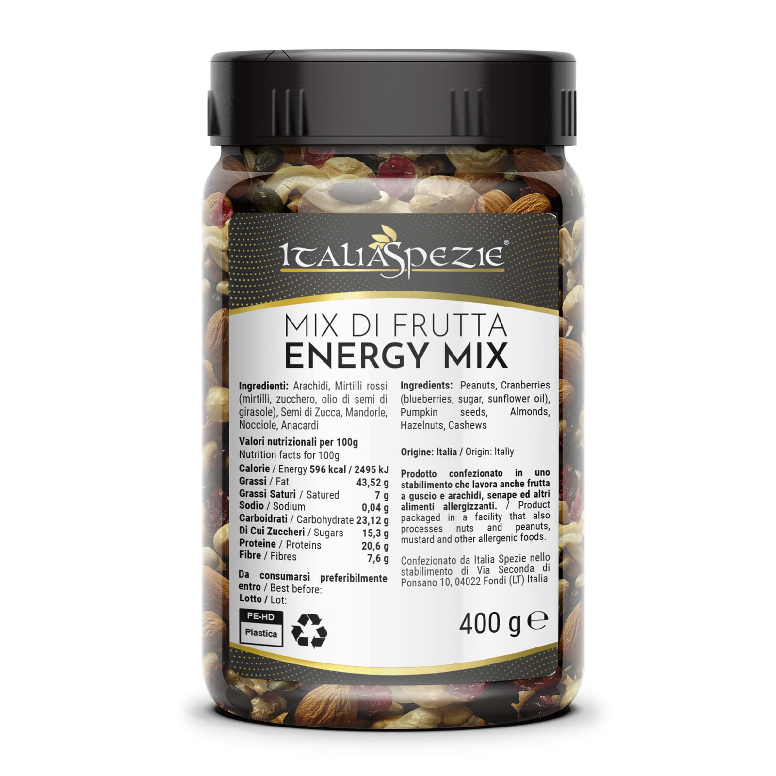 Energy Mix con Arachidi, Nocciole, Mandorle, Semi di Zucca, Anacardi e Mirtilli rossi