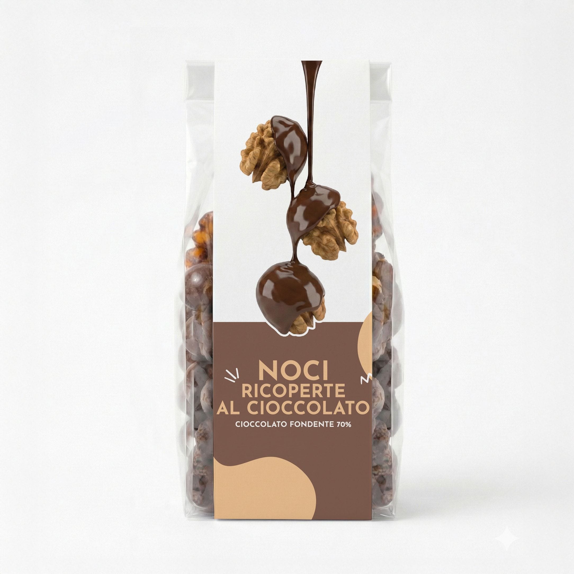 Noci ricoperte di cioccolato 70%