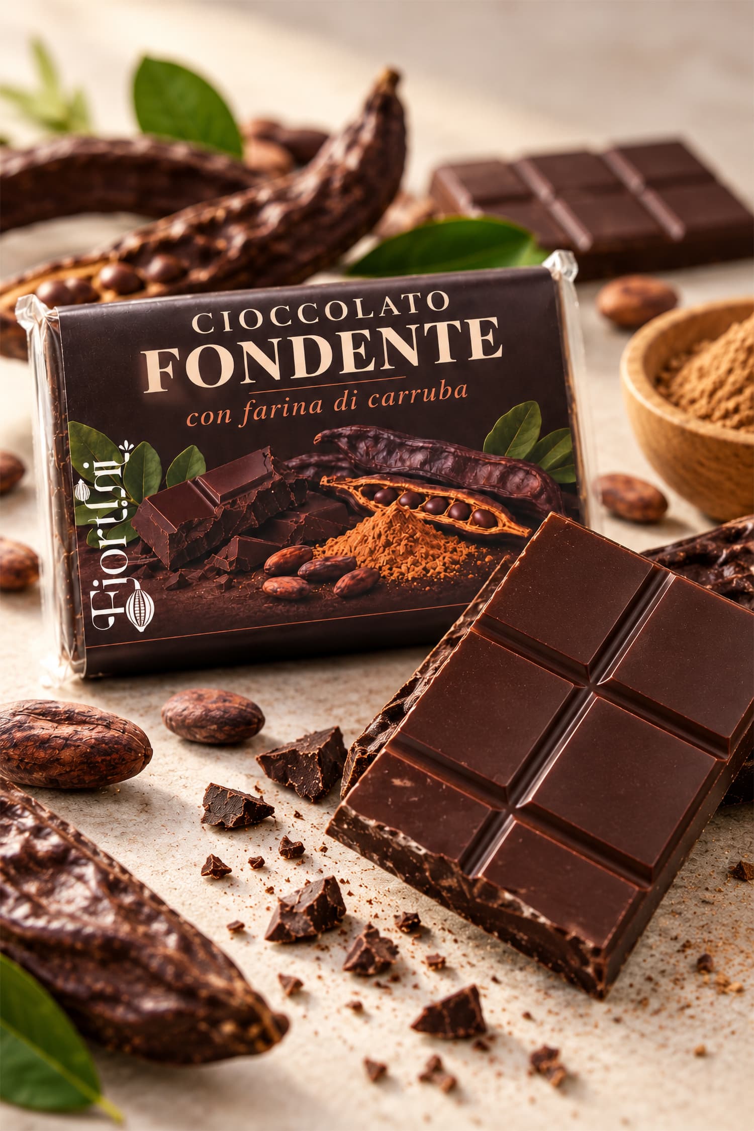 Tavoletta cioccolato fondente extra 70% con farina di carruba